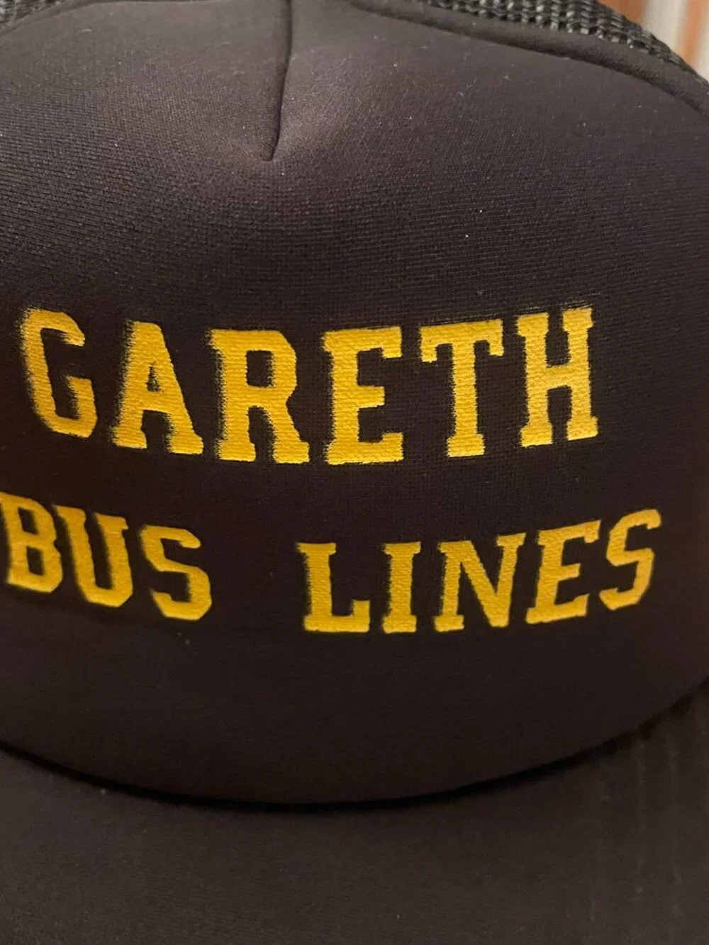 Vintage Gareth Bus Lines Black Snapback Trucker Hat Cap by Universal